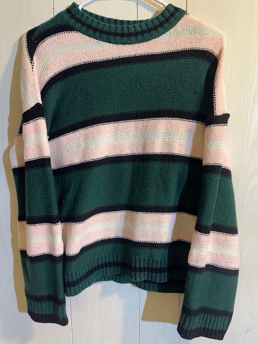 BP Nordstrom Striped Knit Crop Sweater Small Forest Green
Ribbed Crewneck